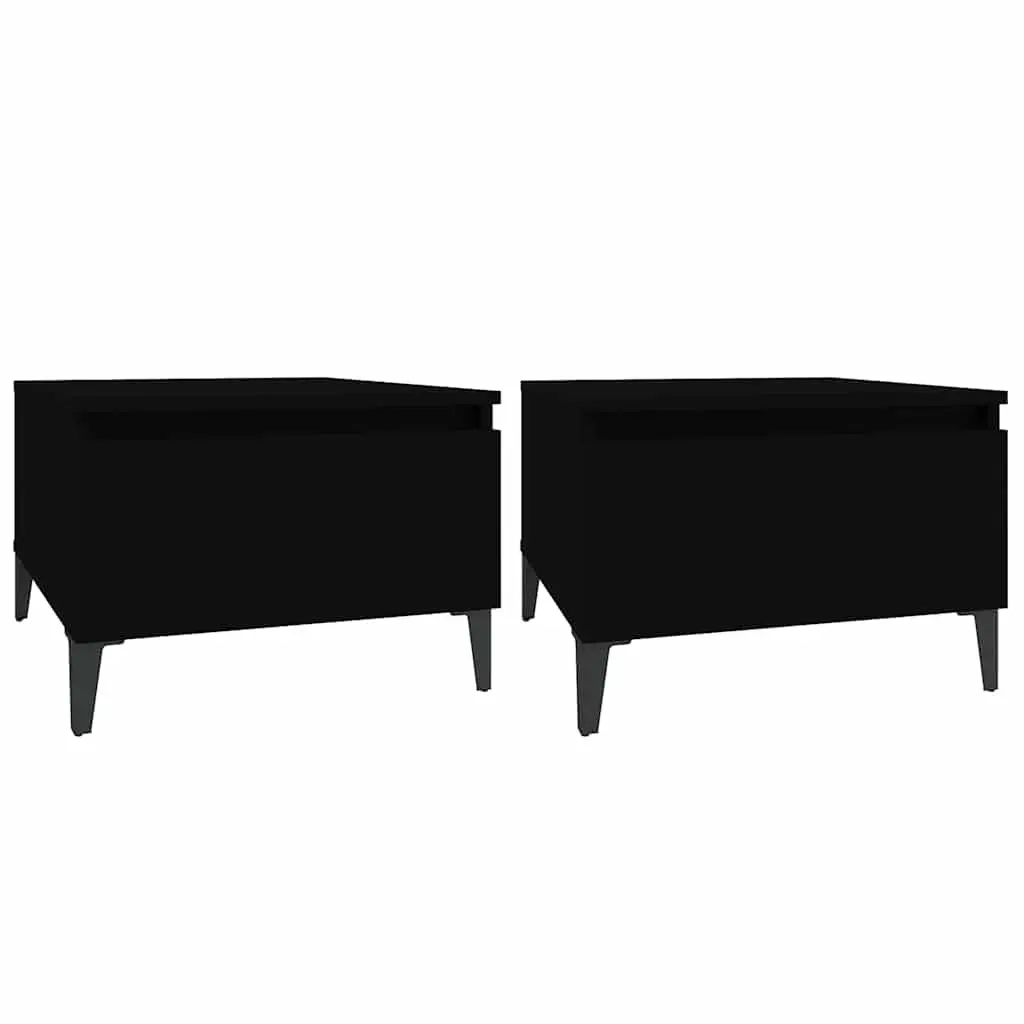 Side Tables 2 pcs Black 50x46x35 cm Living Room Accent Furniture Storage Drawer