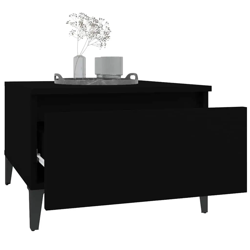 Side Tables 2 pcs Black 50x46x35 cm Living Room Accent Furniture Storage Drawer