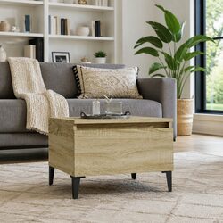 Durable Brown Side Table with Drawer Storage for Living Room