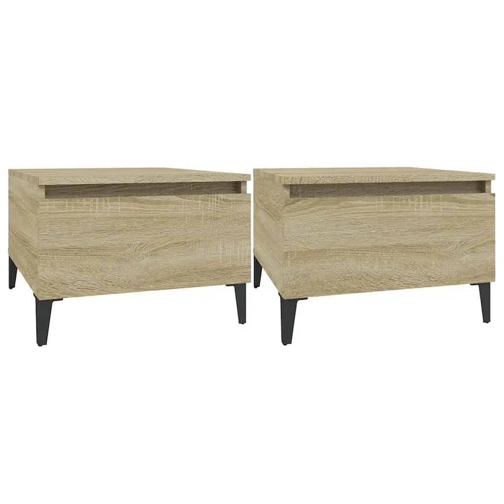 Brown Engineered Wood End Tables with Drawers