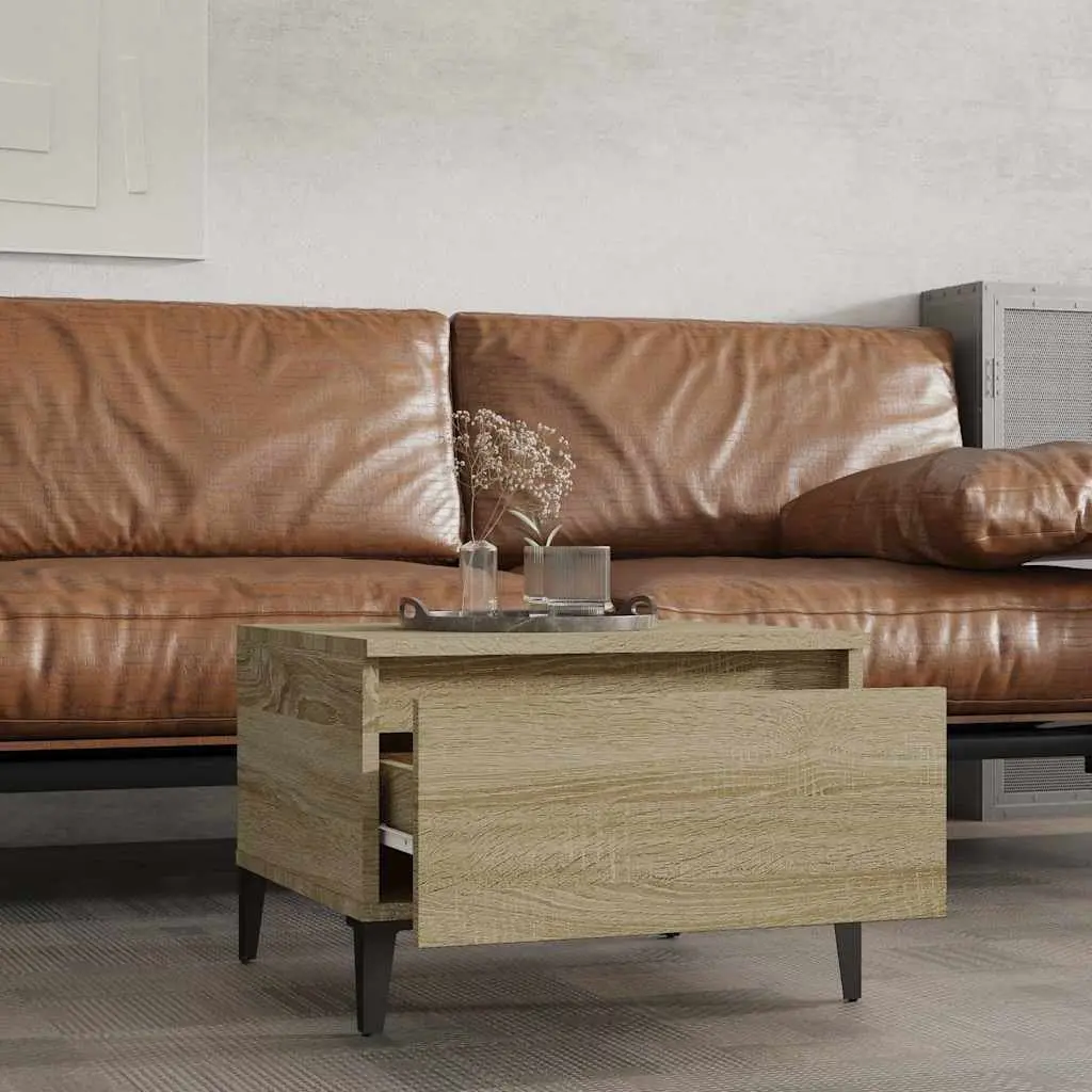 Brown Engineered Wood End Tables with Drawers