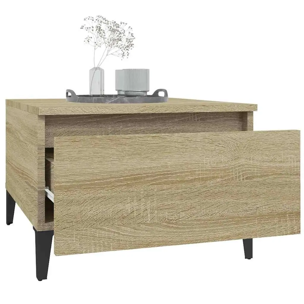 Brown Engineered Wood End Tables with Drawers