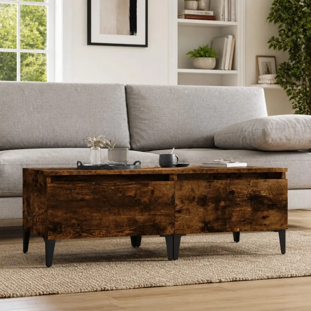 Industrial Style End Tables Set with Storage Drawers