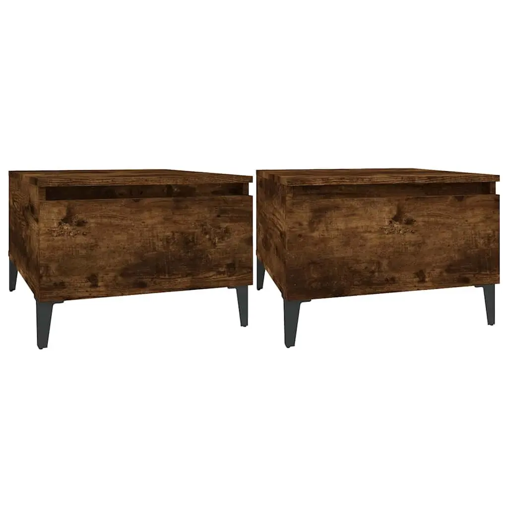 Industrial Style End Tables Set with Storage Drawers