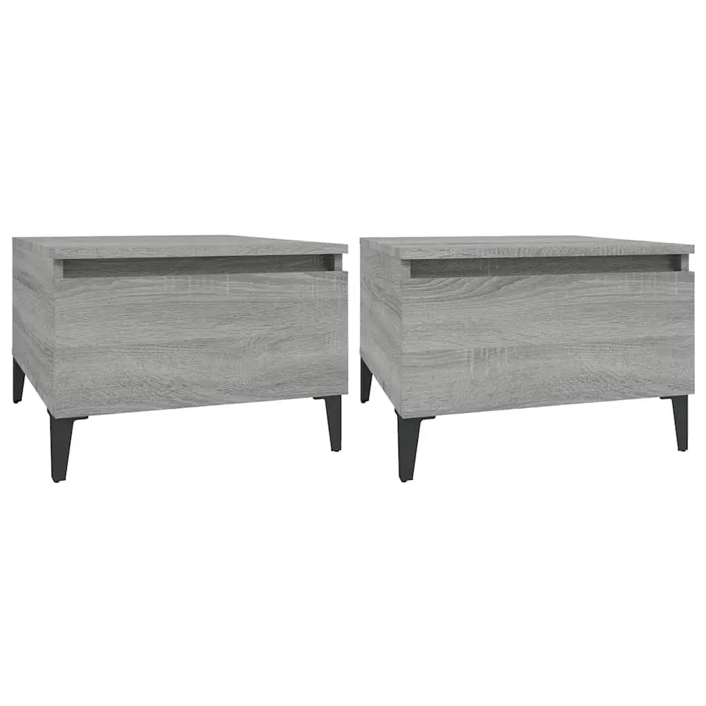 Side Tables Engineered Wood Grey 50 x 46 x 35 cm Set of 2
