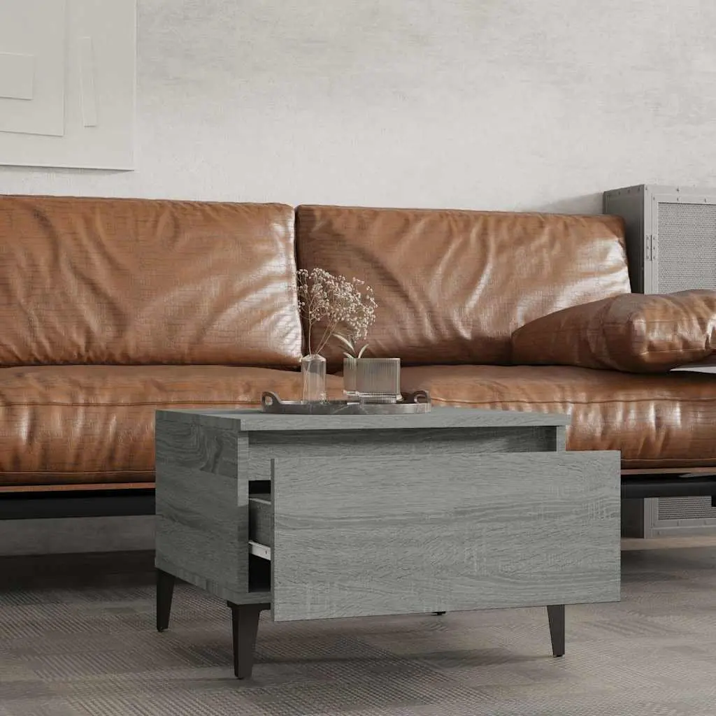 Side Tables Engineered Wood Grey 50 x 46 x 35 cm Set of 2