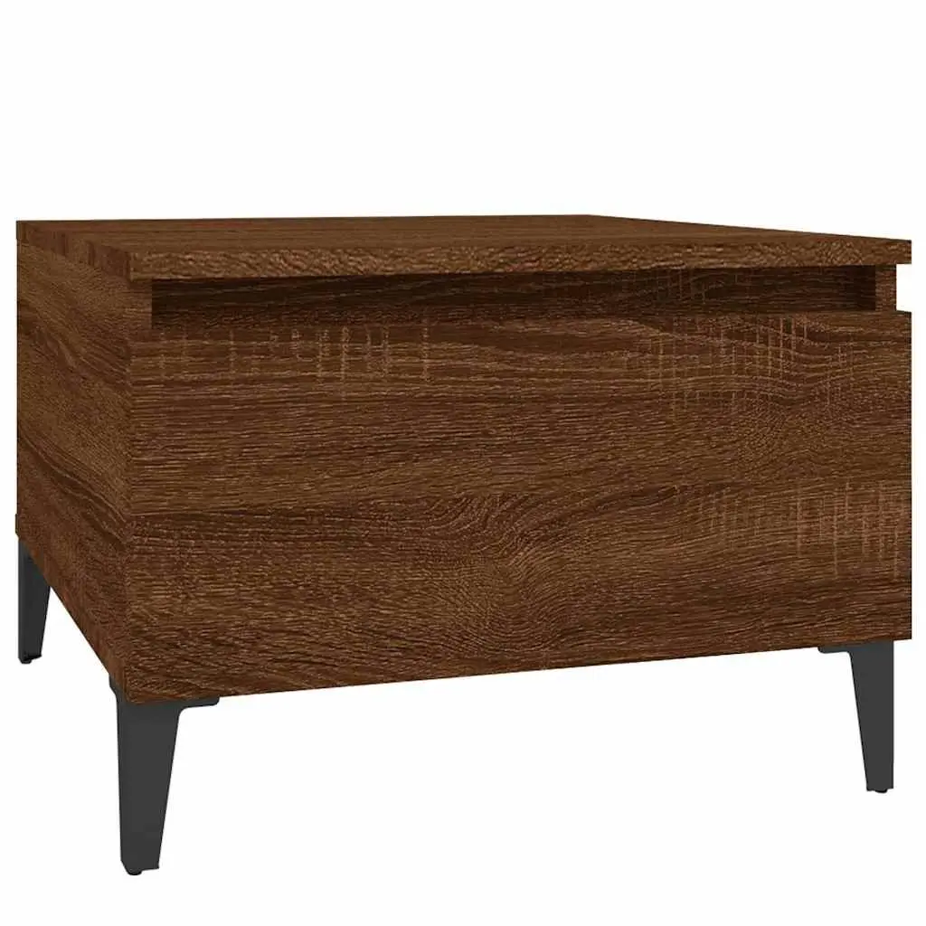 End Tables Engineered Wood Brown Oak 2 pcs Industrial Side Table with Drawer Storage