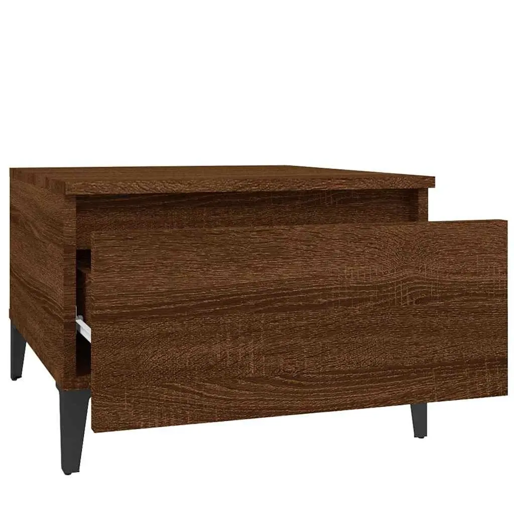 End Tables Engineered Wood Brown Oak 2 pcs Industrial Side Table with Drawer Storage