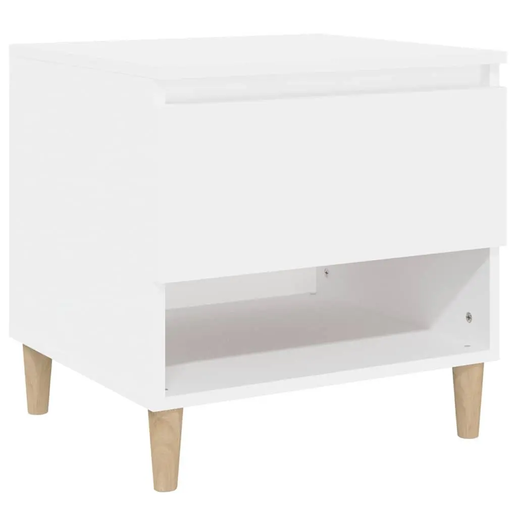 White Engineered Wood Bedside Table 50x46x50 cm