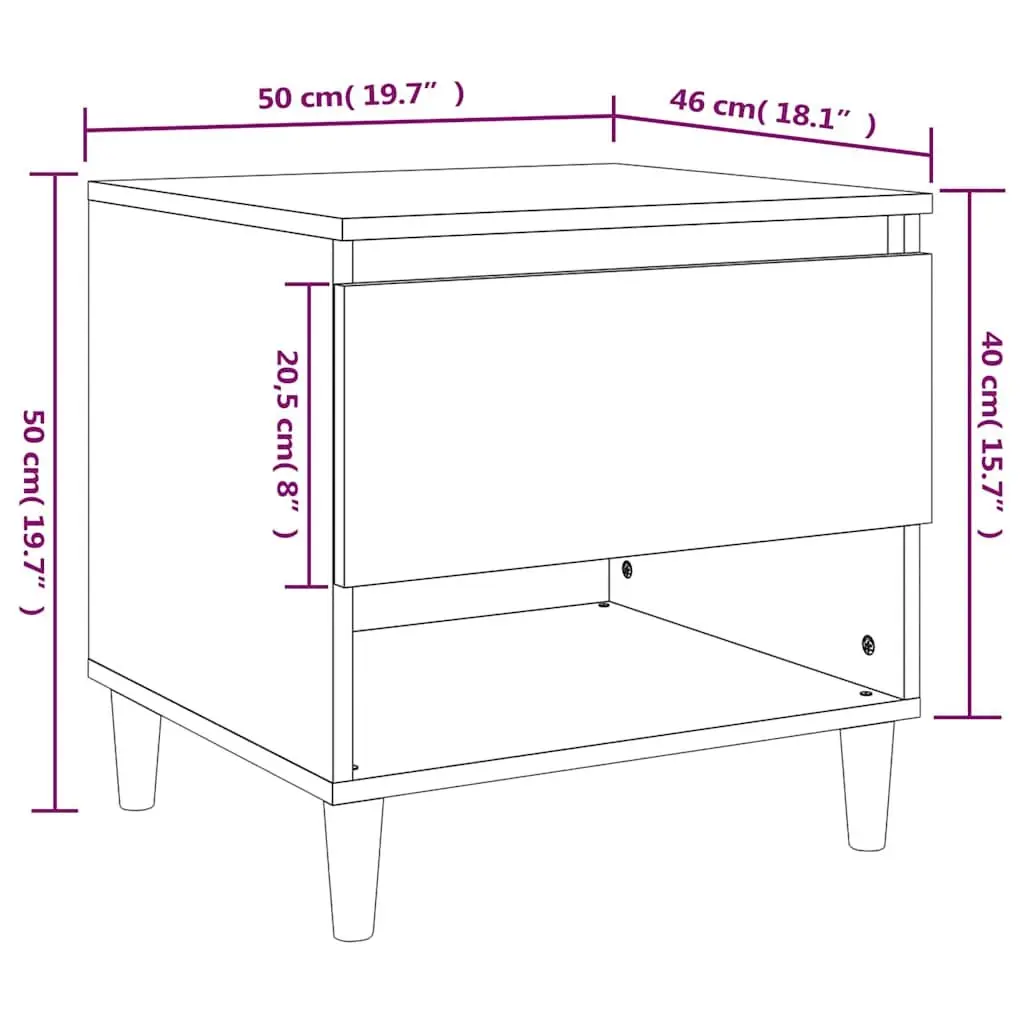 Bedside Tables Engineered Wood 50x46x50 cm Black 2 pcs