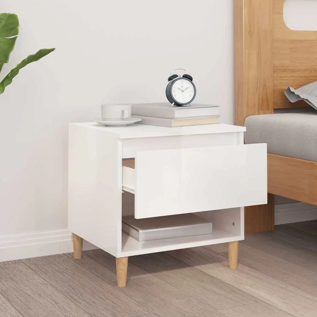 White High Gloss Bedside Table with Ample Storage
