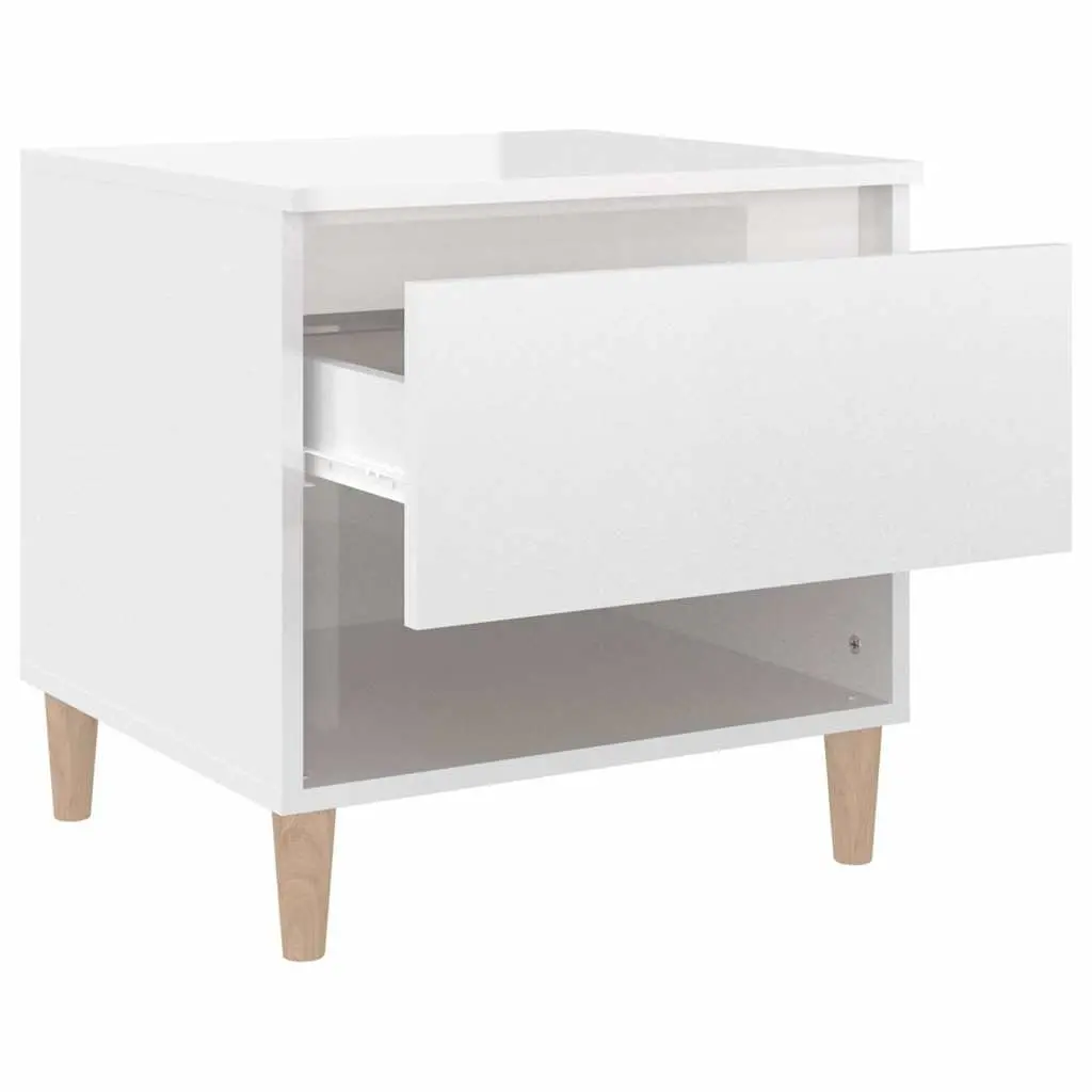 White High Gloss Bedside Table with Ample Storage