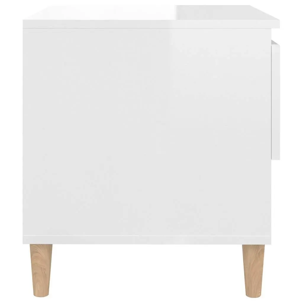 White High Gloss Bedside Table with Ample Storage