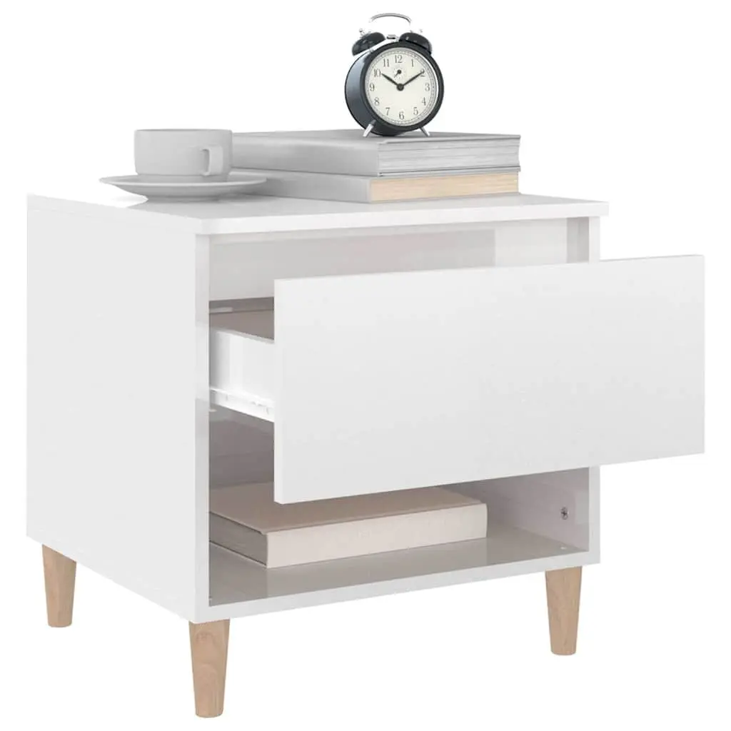 White High Gloss Bedside Table with Ample Storage