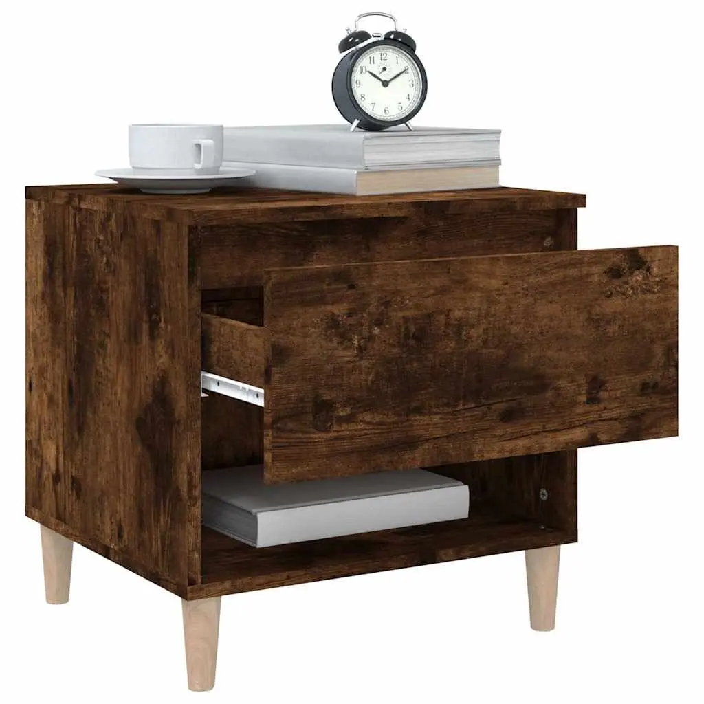 Set of 2 Brown Engineered Wood Nightstands for Bedrooms