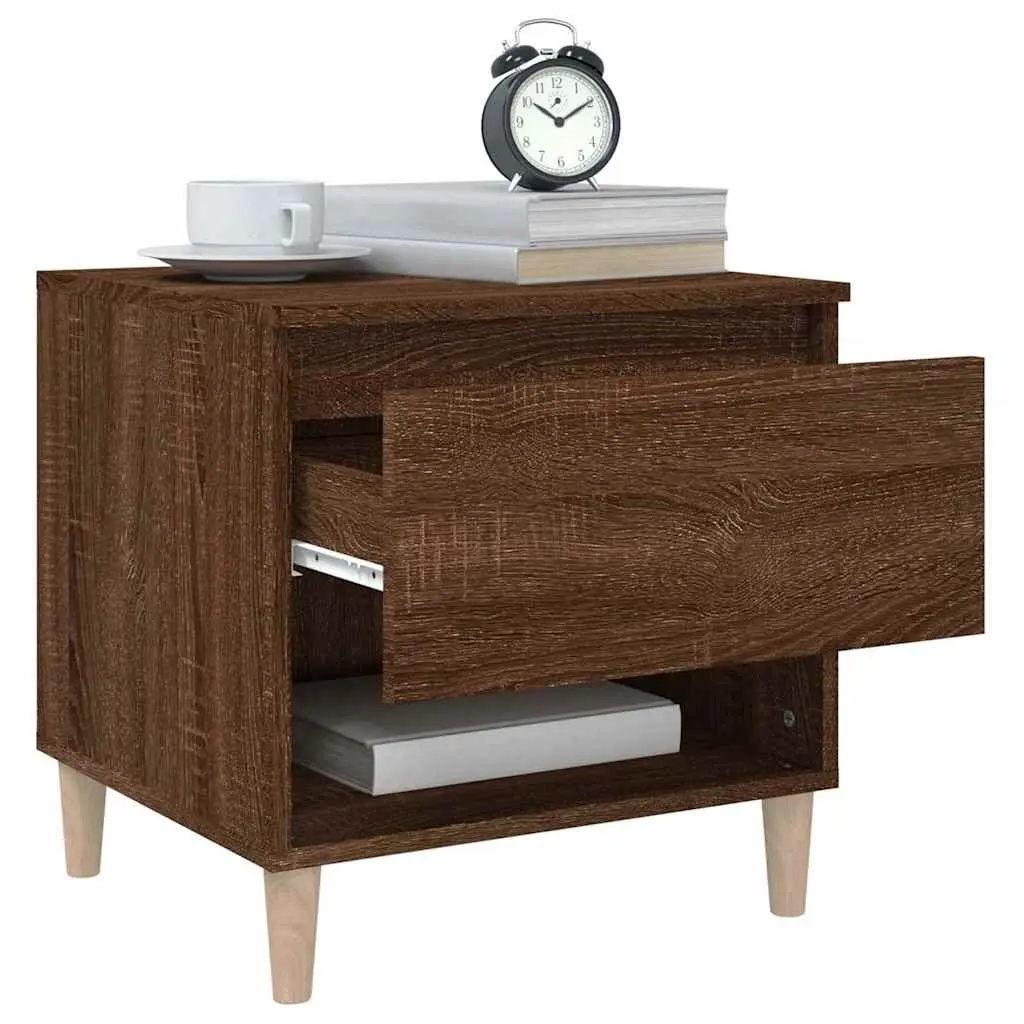 Brown Oak Bedside Tables, 2 pcs, 50x46x50 cm