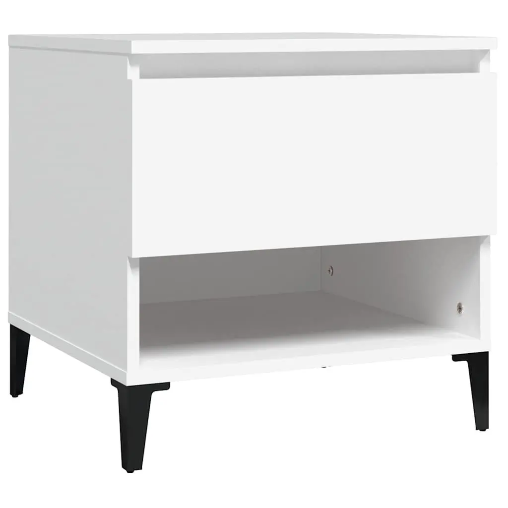 End Tables 2 pcs White Engineered Wood Side Table with Storage Drawer