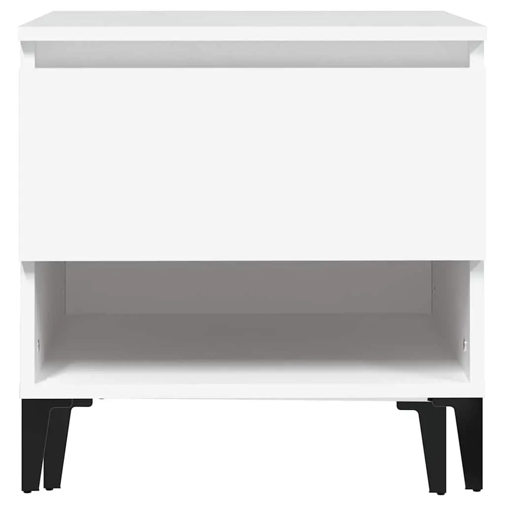 End Tables 2 pcs White Engineered Wood Side Table with Storage Drawer