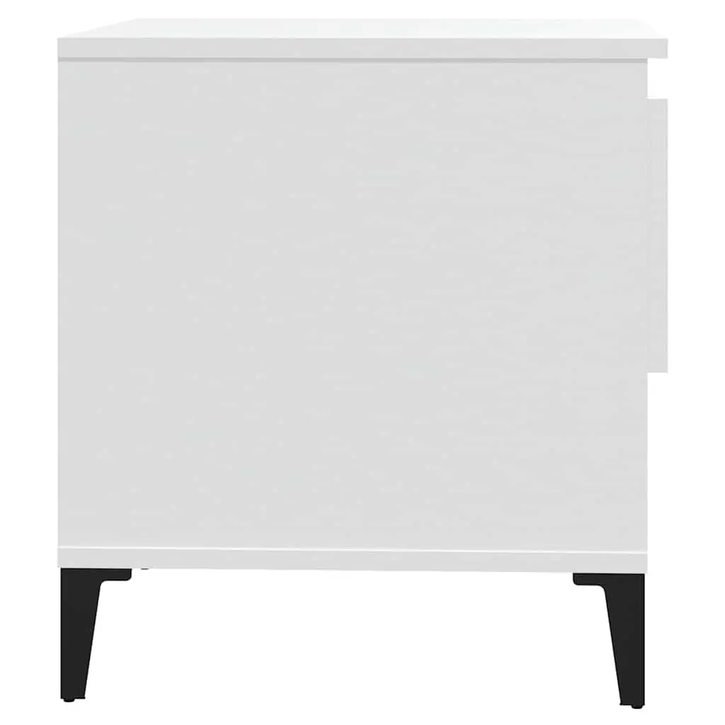 End Tables 2 pcs White Engineered Wood Side Table with Storage Drawer