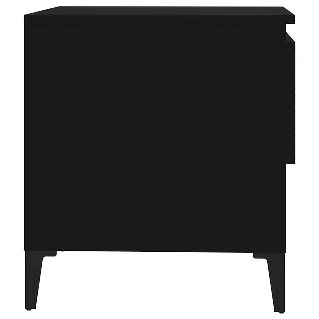 Industrial Black Side Table with Drawer Storage