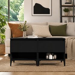 Industrial Black Side Tables with Storage Drawer - 2 pcs