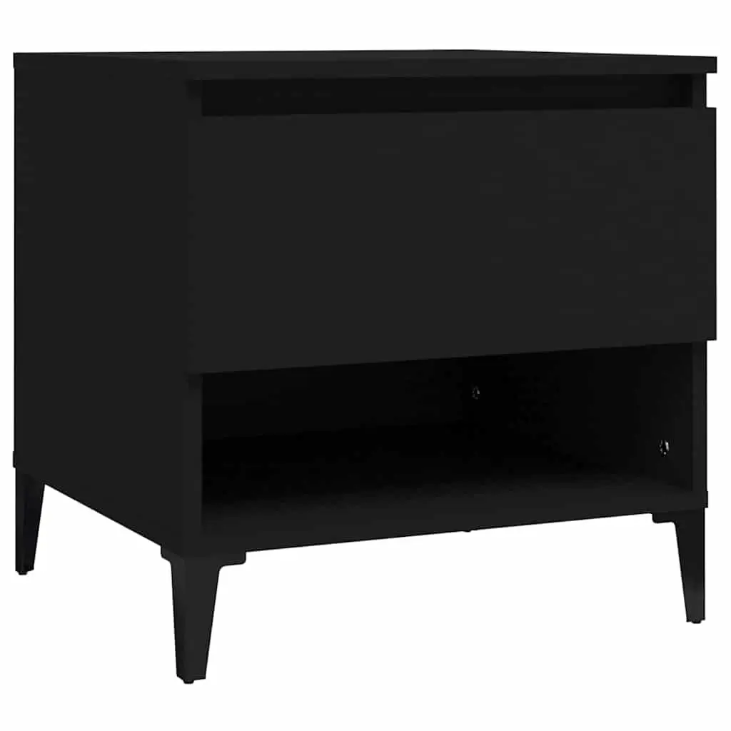 End Tables 2 pcs Black Side Tables with Storage Drawer Compartment Industrial