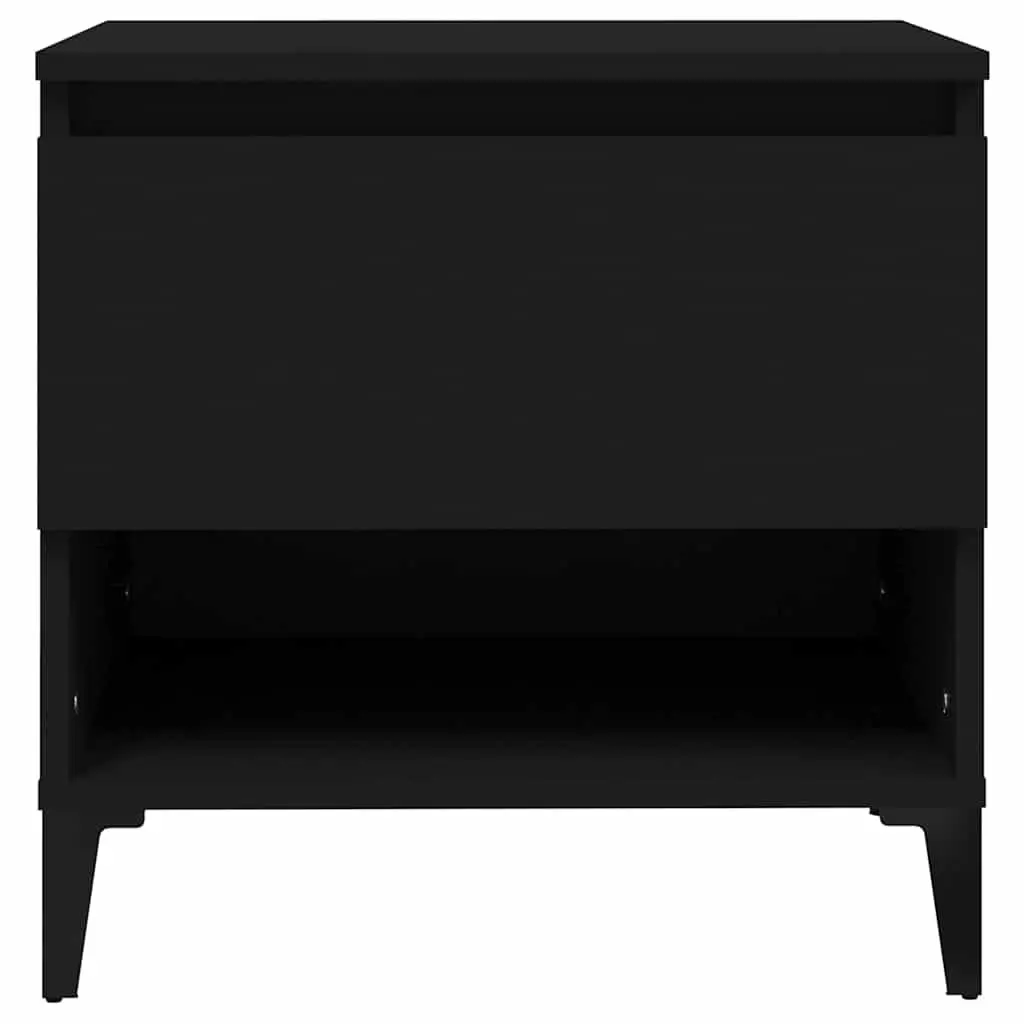End Tables 2 pcs Black Side Tables with Storage Drawer Compartment Industrial