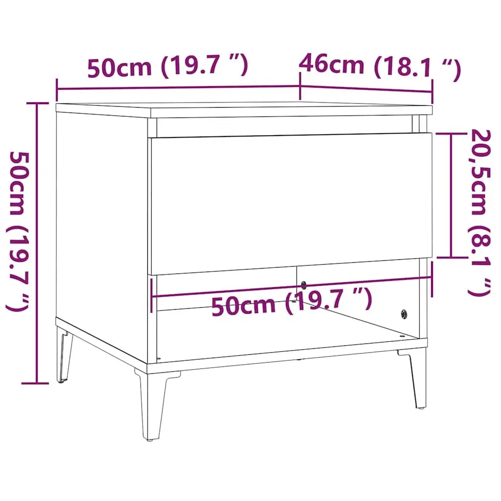 High Gloss White End Table with Storage Drawer
