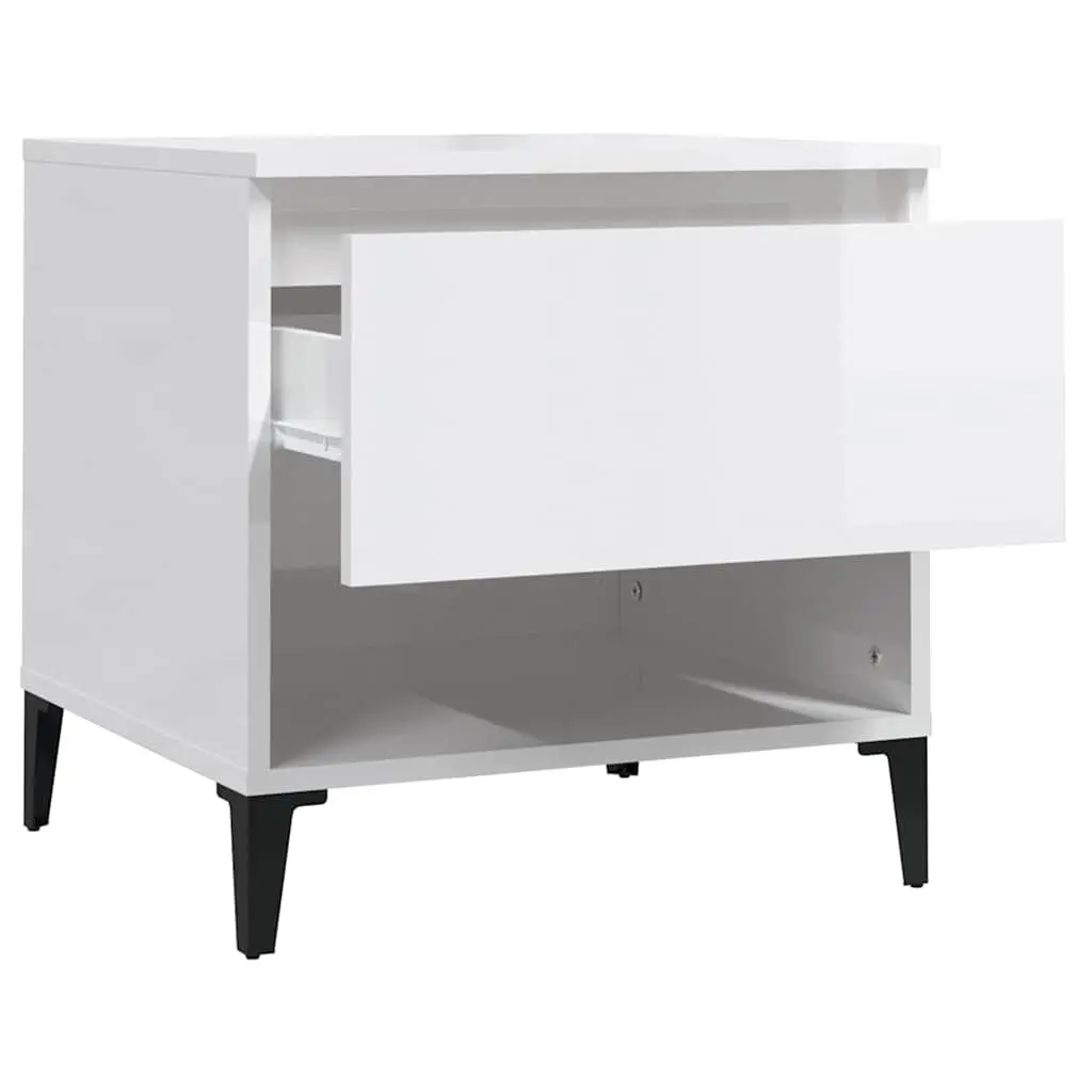 White High Gloss End Tables with Storage