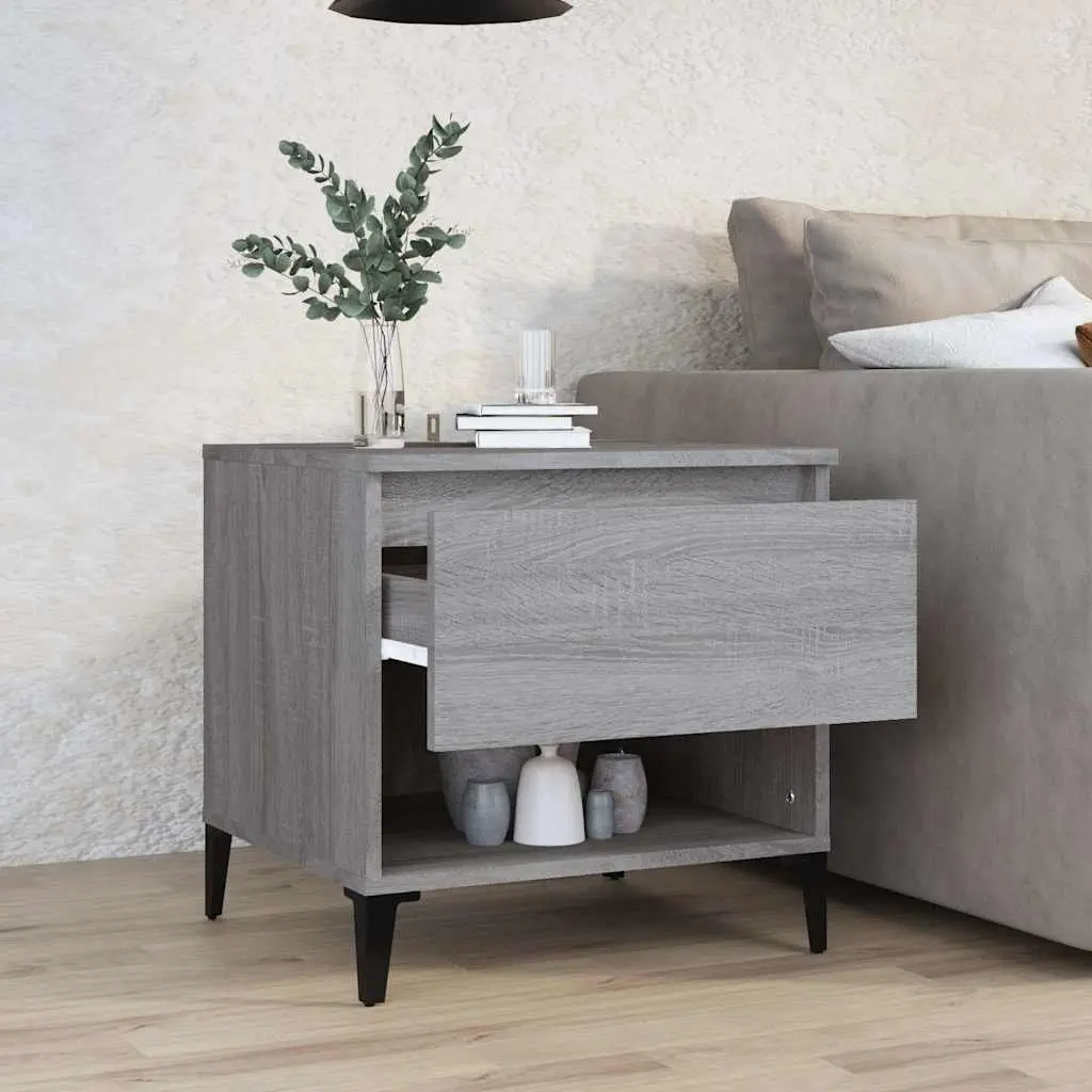 Industrial Grey End Table with Storage Drawer