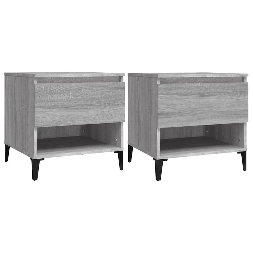 End Tables Engineered Wood Grey 50 x 46 x 50 cm Industrial Style 2 pcs