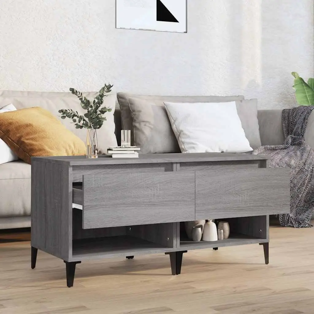 End Tables Engineered Wood Grey 50 x 46 x 50 cm Industrial Style 2 pcs