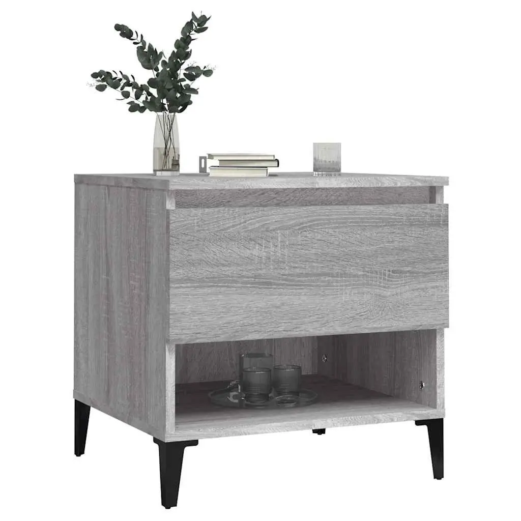 End Tables Engineered Wood Grey 50 x 46 x 50 cm Industrial Style 2 pcs