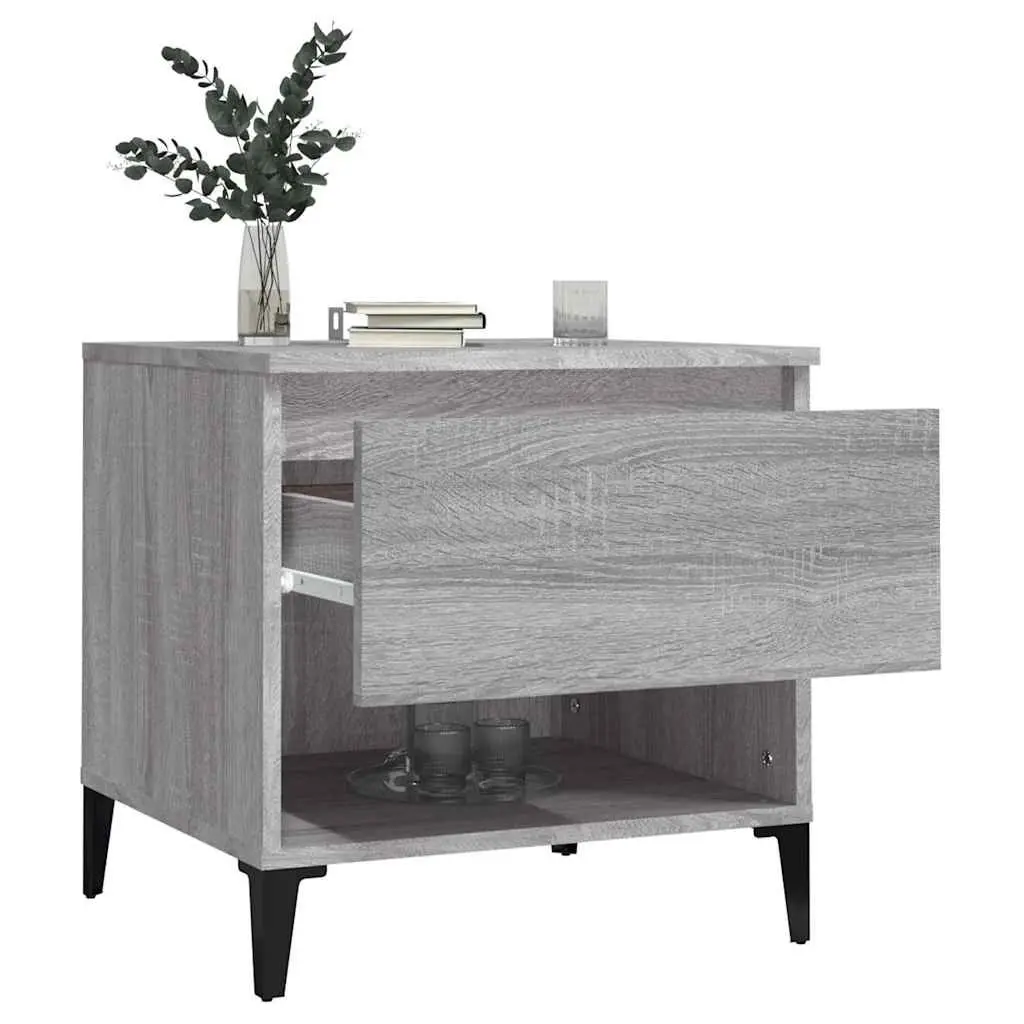 End Tables Engineered Wood Grey 50 x 46 x 50 cm Industrial Style 2 pcs