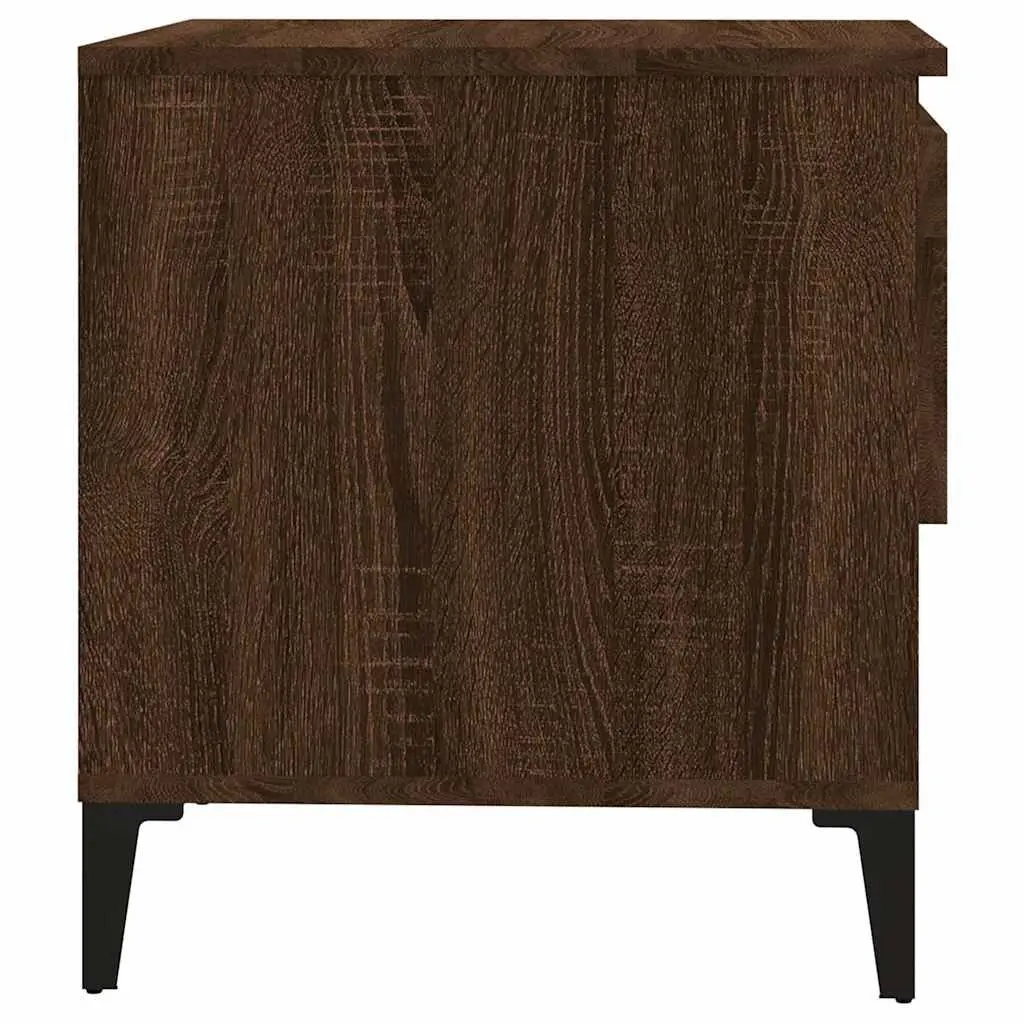 End Tables 2 pcs Brown Oak Engineered Wood Side Tables with Drawer Storage
