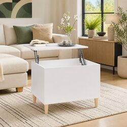 Premium Lift-Top Coffee Table in White 60x44.5x45 cm