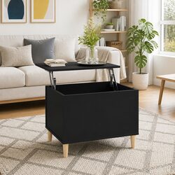 Lift-Top Coffee Table in Black with Hidden Storage