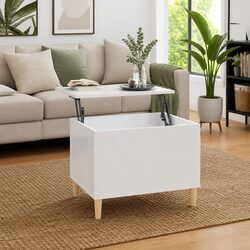 White High Gloss Coffee Table with Lift-Top Design