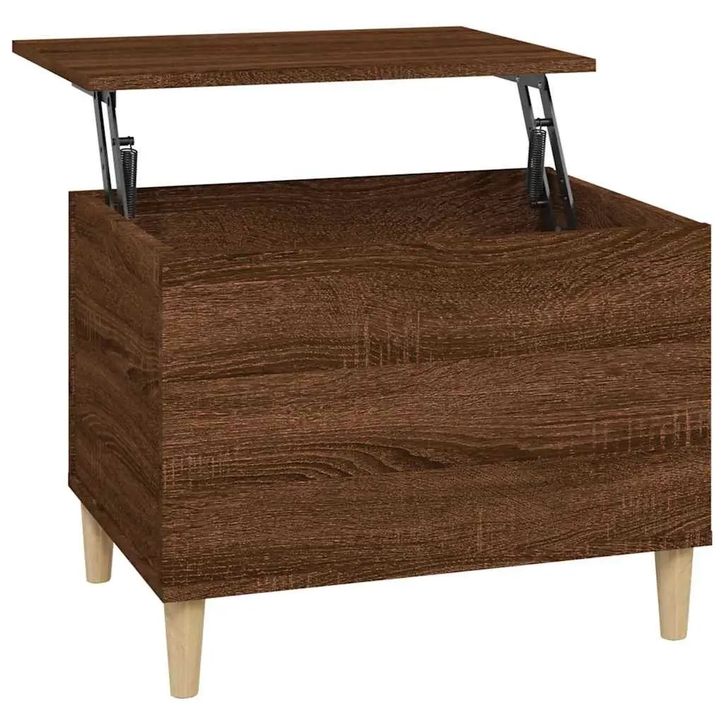 Brown Oak Coffee Table with Lift-Top Storage