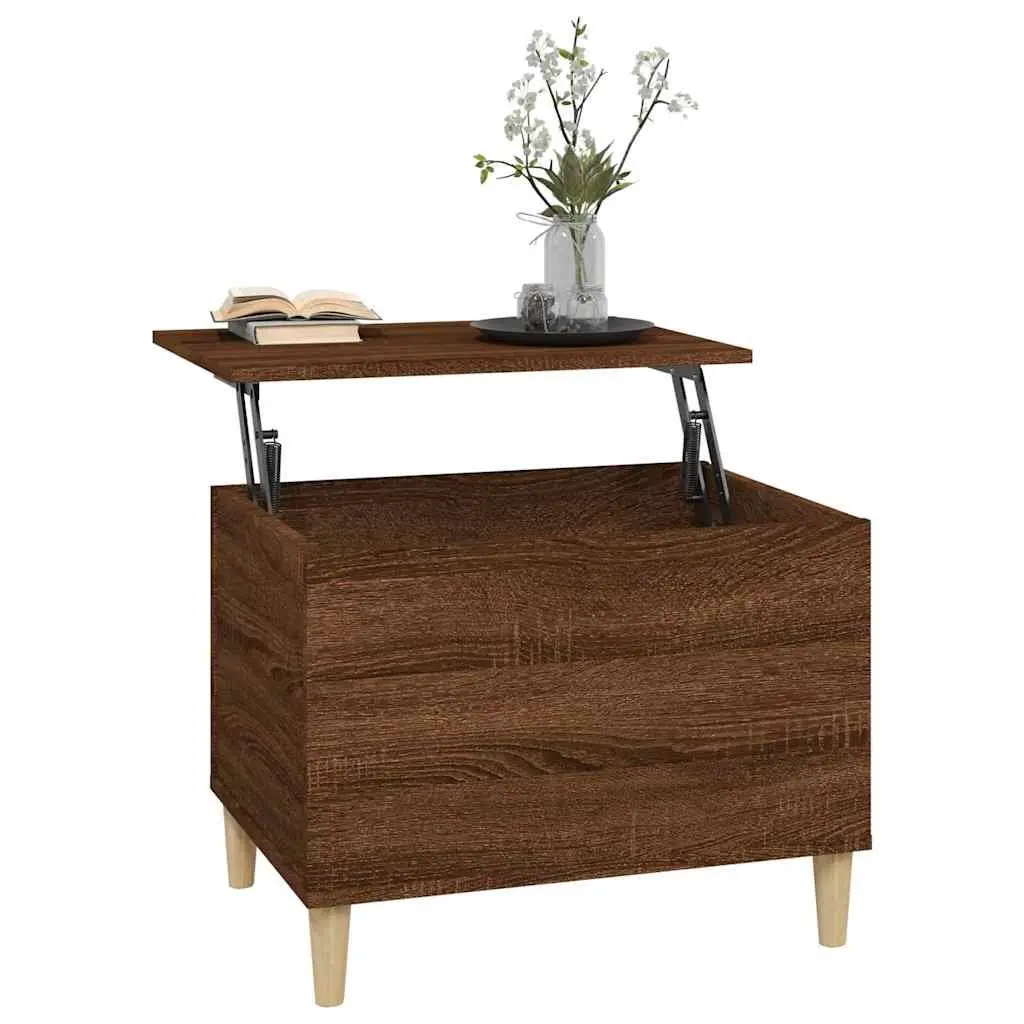 Brown Oak Coffee Table with Lift-Top Storage