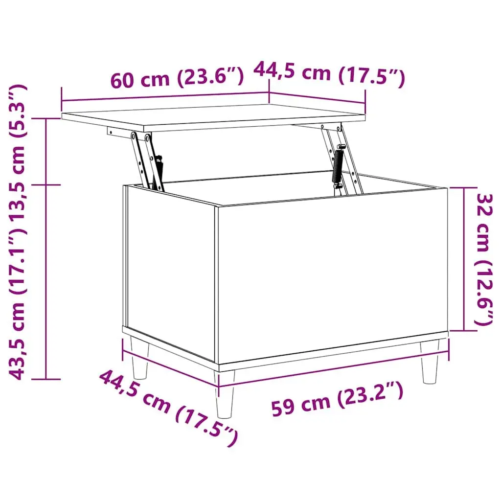 Brown Oak Coffee Table with Lift-Top Storage