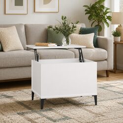 Stylish Lift-Top Coffee Table in White with Storage