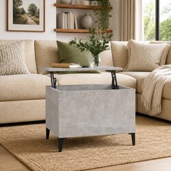 Durable Lift Top Coffee Table with Storage Grey Wood