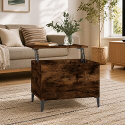 Stylish Lift-Top Coffee Table in Smoked Oak Brown