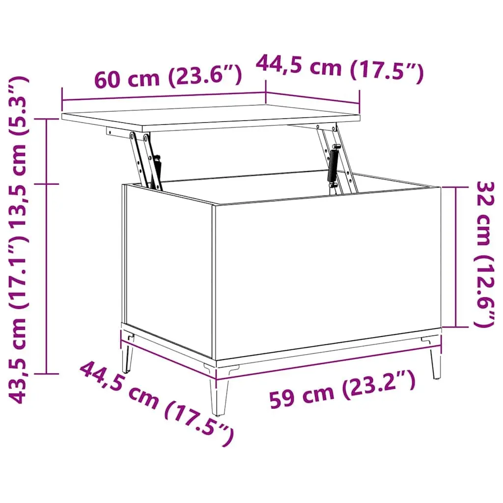 Lift-Top Coffee Table in Smoked Oak Brown