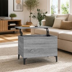 Elegant Grey Lift-Top Coffee Table with Storage