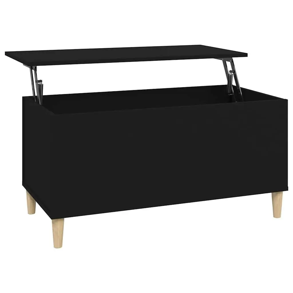 Black Engineered Wood Lift Top Coffee Table with Storage
