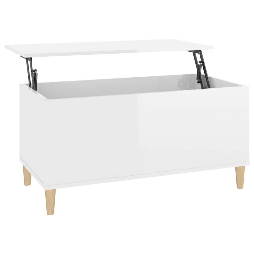 Coffee Table Engineered Wood 90x44.5x45cm White High Gloss