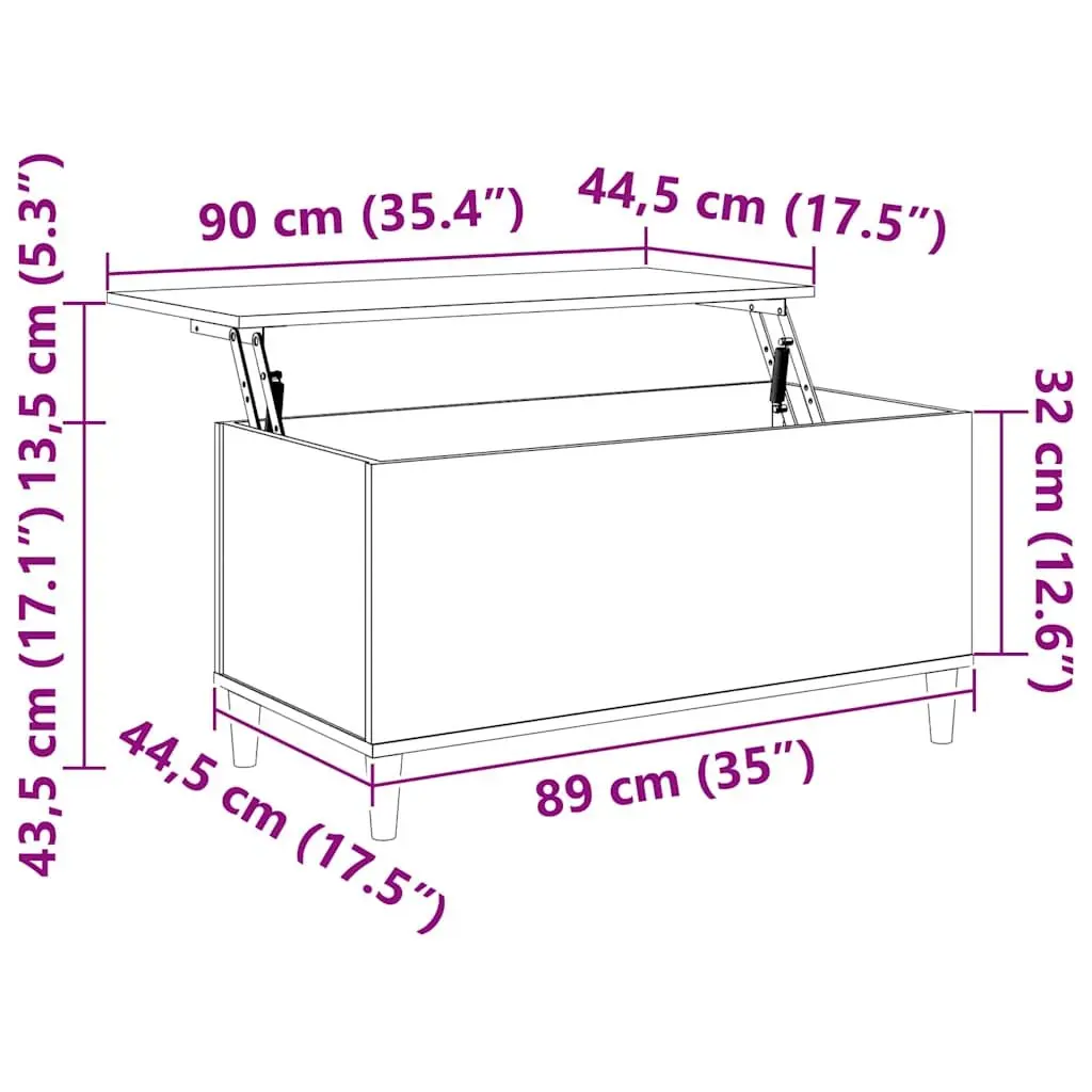 Coffee Table Engineered Wood 90x44.5x45cm White High Gloss