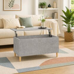 Grey Engineered Wood Lift Top Coffee Table with Storage